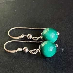 Malachite Earrings Dangle Sterling Silver